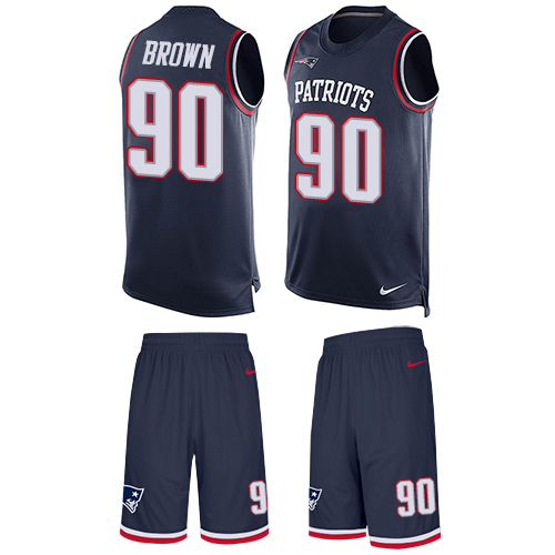 Nike Patriots #90 Malcom Brown Navy Blue Team Color Men's Stitched NFL Limited Tank Top Suit Jersey